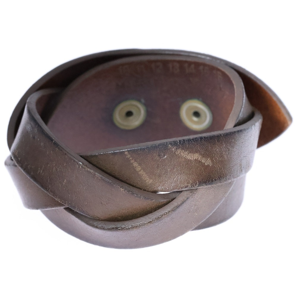 Maison Margiela 11(メゾンマルジェラ11) 2 SNAP BOTTON レザー 編み込み ブレスレット ブラウン