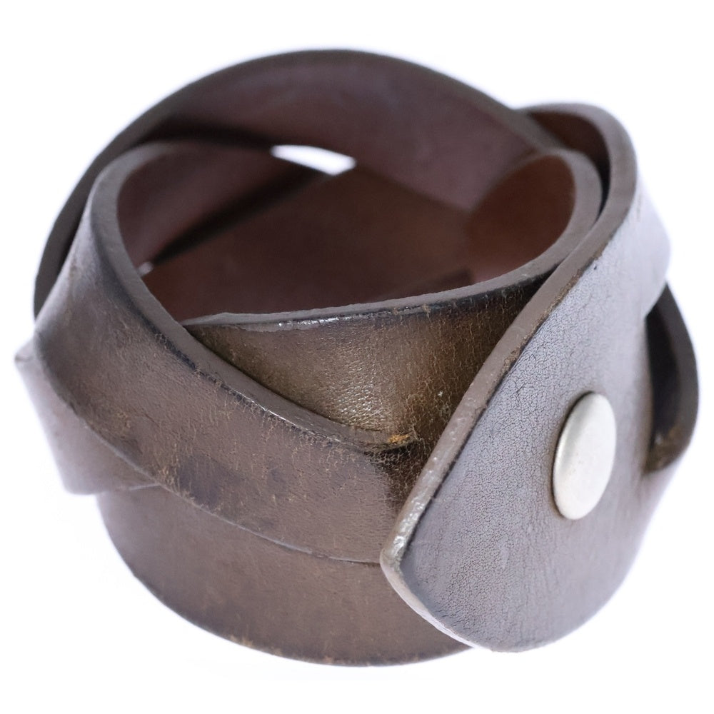 Maison Margiela 11(メゾンマルジェラ11) 2 SNAP BOTTON レザー 編み込み ブレスレット ブラウン