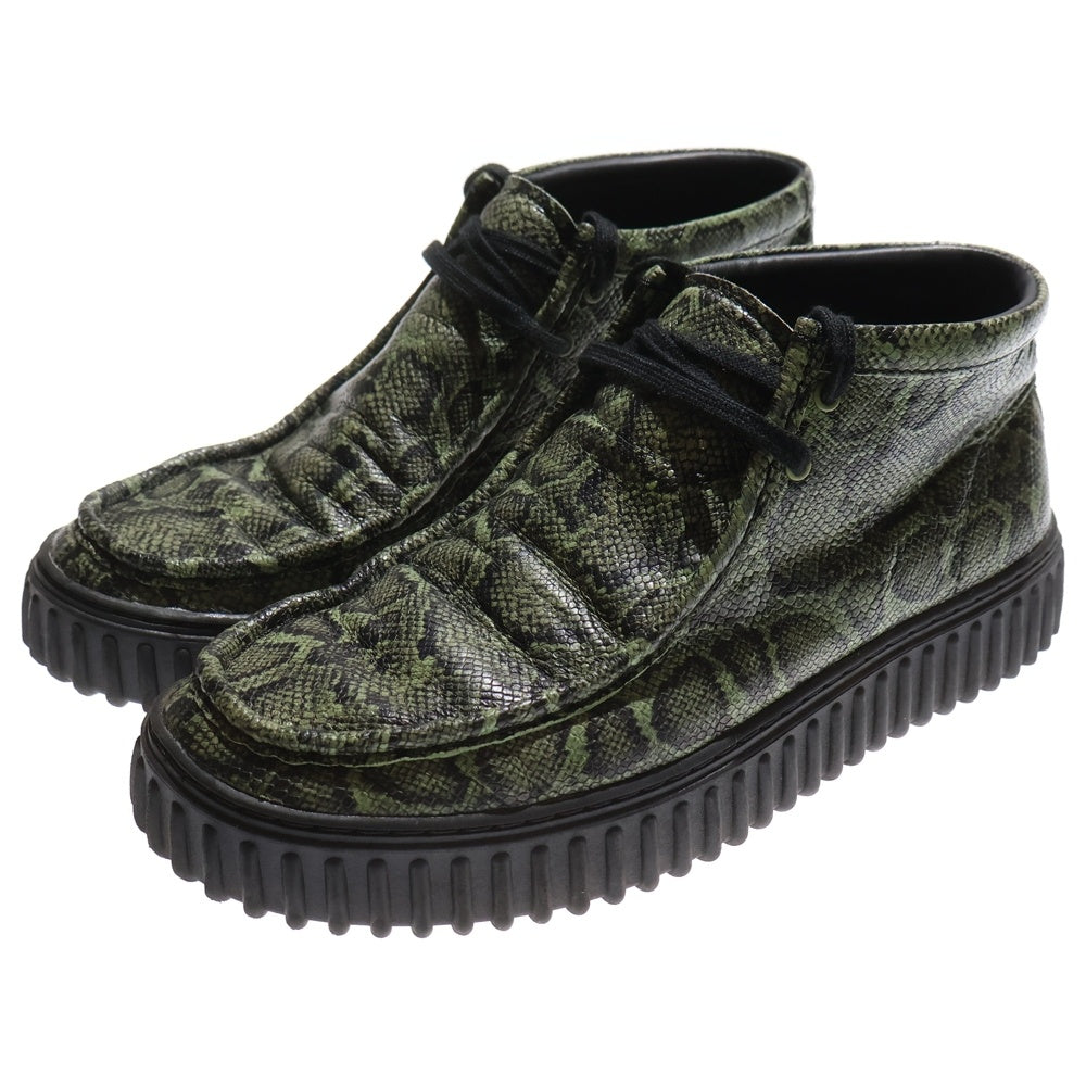 Clarks(クラークス) ×Marine Rose Torhill Hi マーティンローズ トーヒルハイ パイソン総柄レザーモカシンシューズ UK9/28cm グリーン