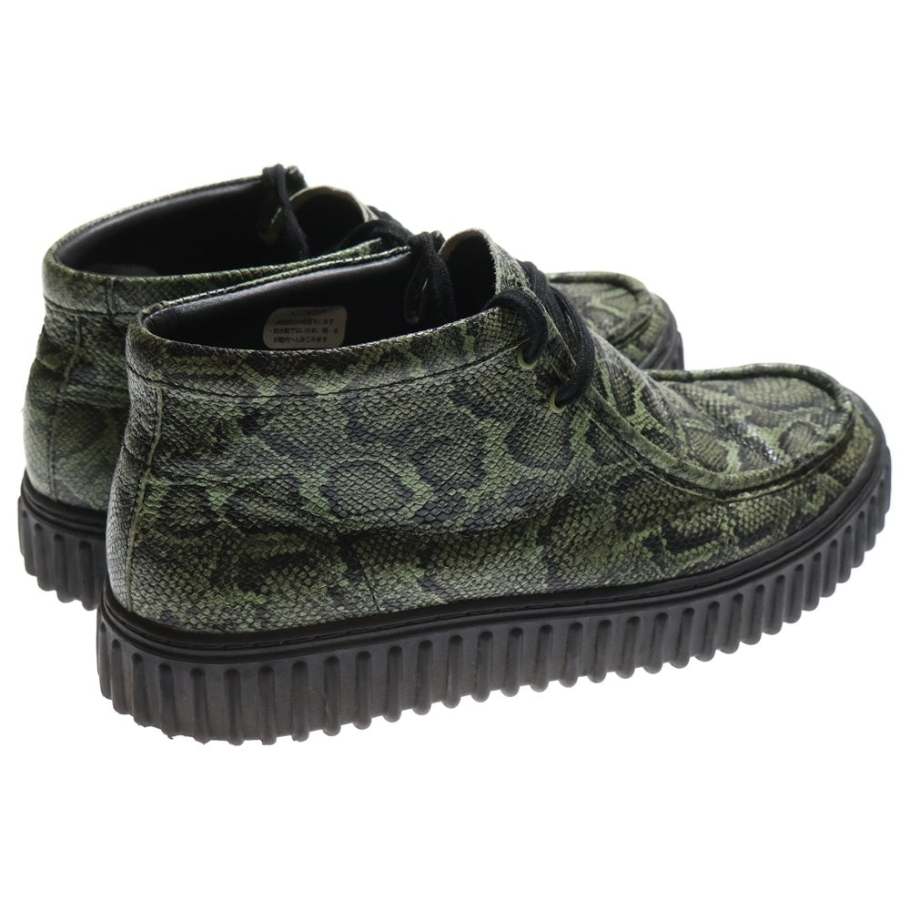 Clarks(クラークス) ×Marine Rose Torhill Hi マーティンローズ トーヒルハイ パイソン総柄レザーモカシンシューズ UK9/28cm グリーン