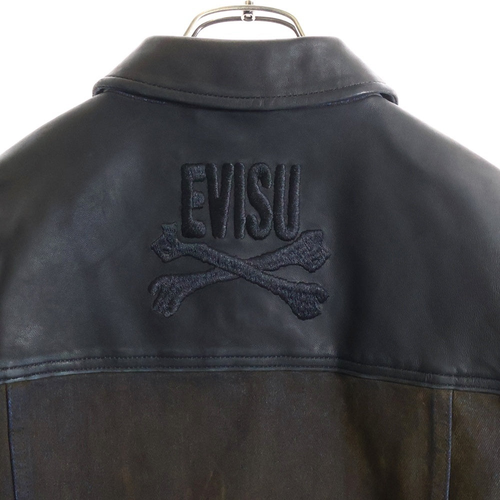 EVISU(エビス) 25AW Skull and Logo Embroidery Fashion Fit Heavy Washed Denim Jacket スカルとロゴ刺繍ファッションフィットヘビーウォッシュドデニムジャケット