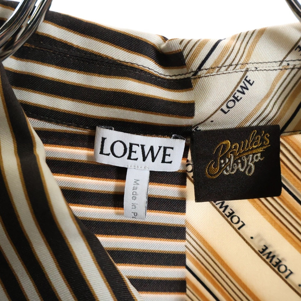 LOEWE(ロエベ) Paula's Ibiza Silk Shirts パウラズイビザ シルクシャツ ボタンダウン半袖シャツ H616Y05X53 ブラウン