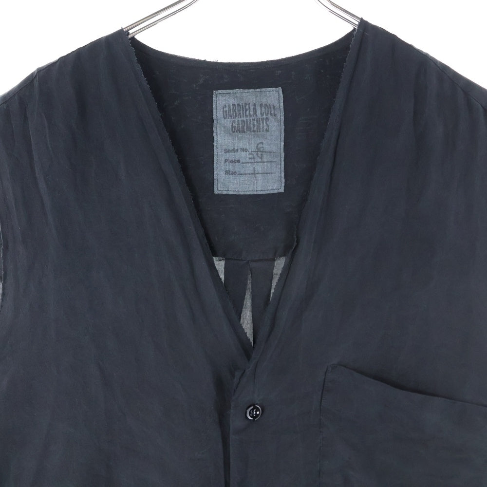 NO BRAND(ノーブランド) GABRIELA COLL GARMENTS ガブリエラコルガーメント Serie No.6 Piece 24 Cut Off Vest シリーズ6 カットオフベスト ボタンダウンノースリーブシャツ ブラック