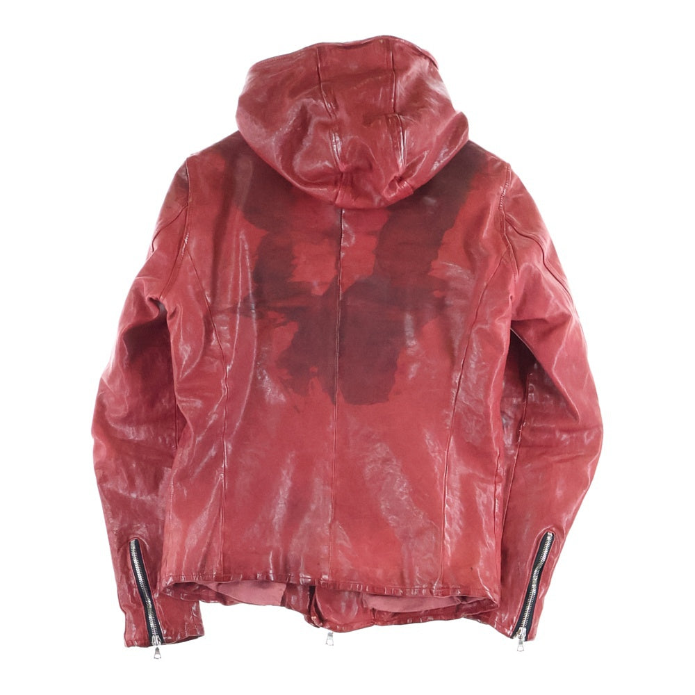 ISAMU KATAYAMA BACKLASH(イサムカタヤマバックラッシュ) ジャパンホース 製品染め レザージャケット アウター B1367-05 レッド