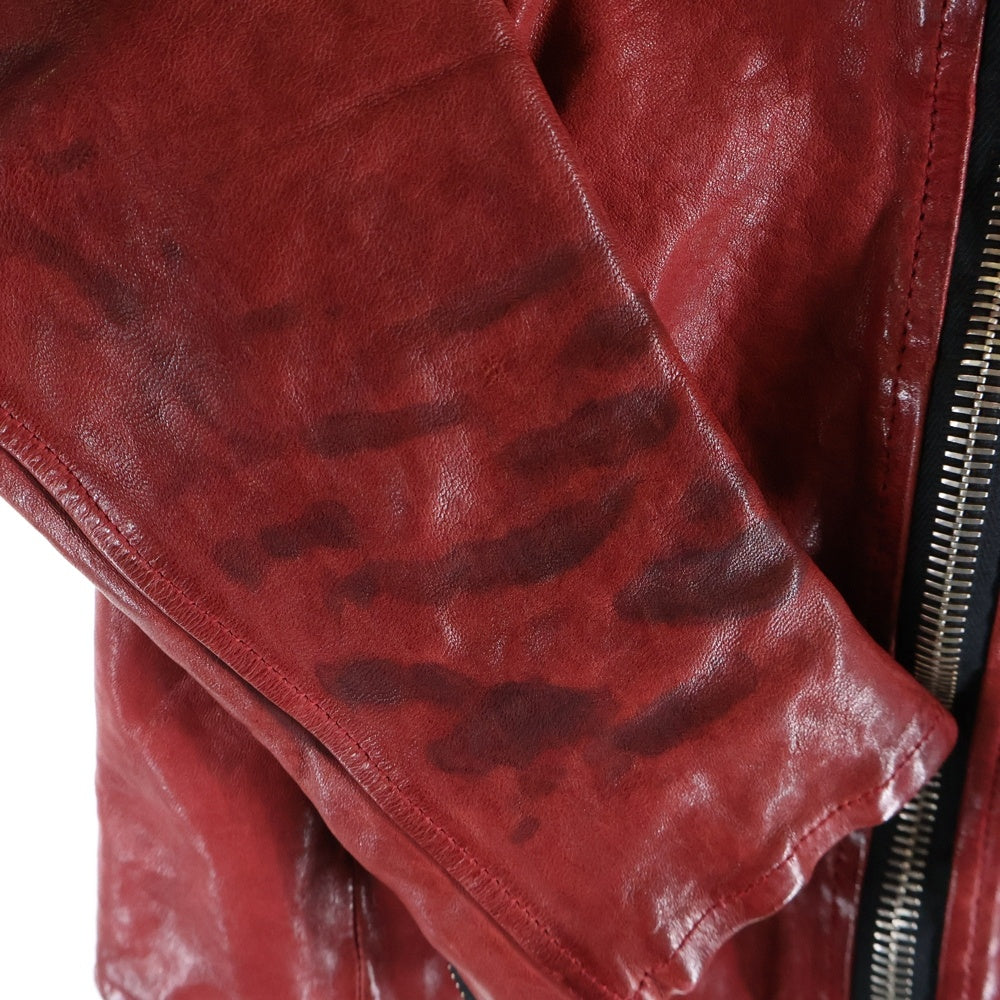 ISAMU KATAYAMA BACKLASH(イサムカタヤマバックラッシュ) ジャパンホース 製品染め レザージャケット アウター B1367-05 レッド
