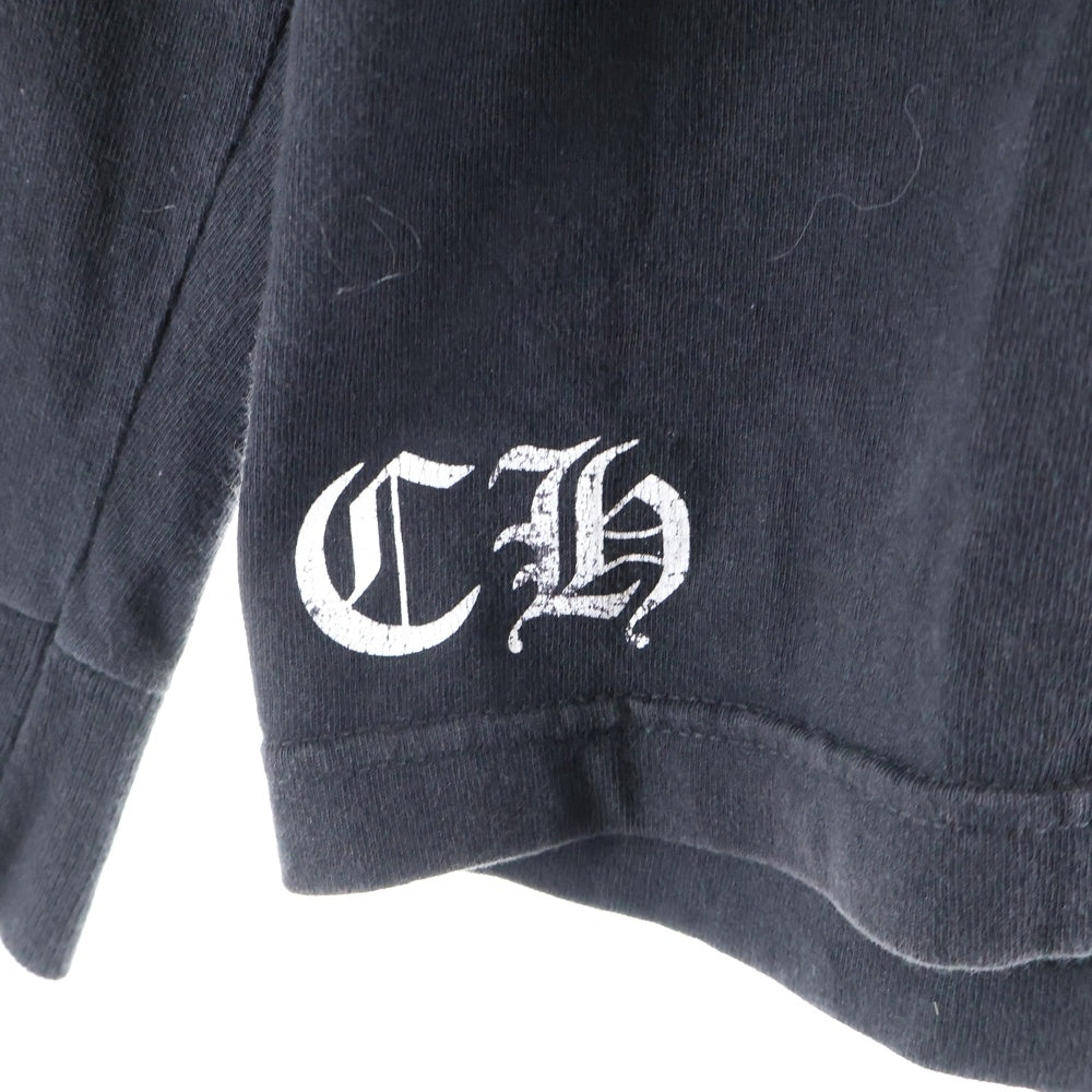 CHROME HEARTS(クロムハーツ) FLRL CRS L/S TEE バーティカルロゴ バックフローラルクロス フロントポケット クルーネック 長袖Tシャツ ロンT ブラック