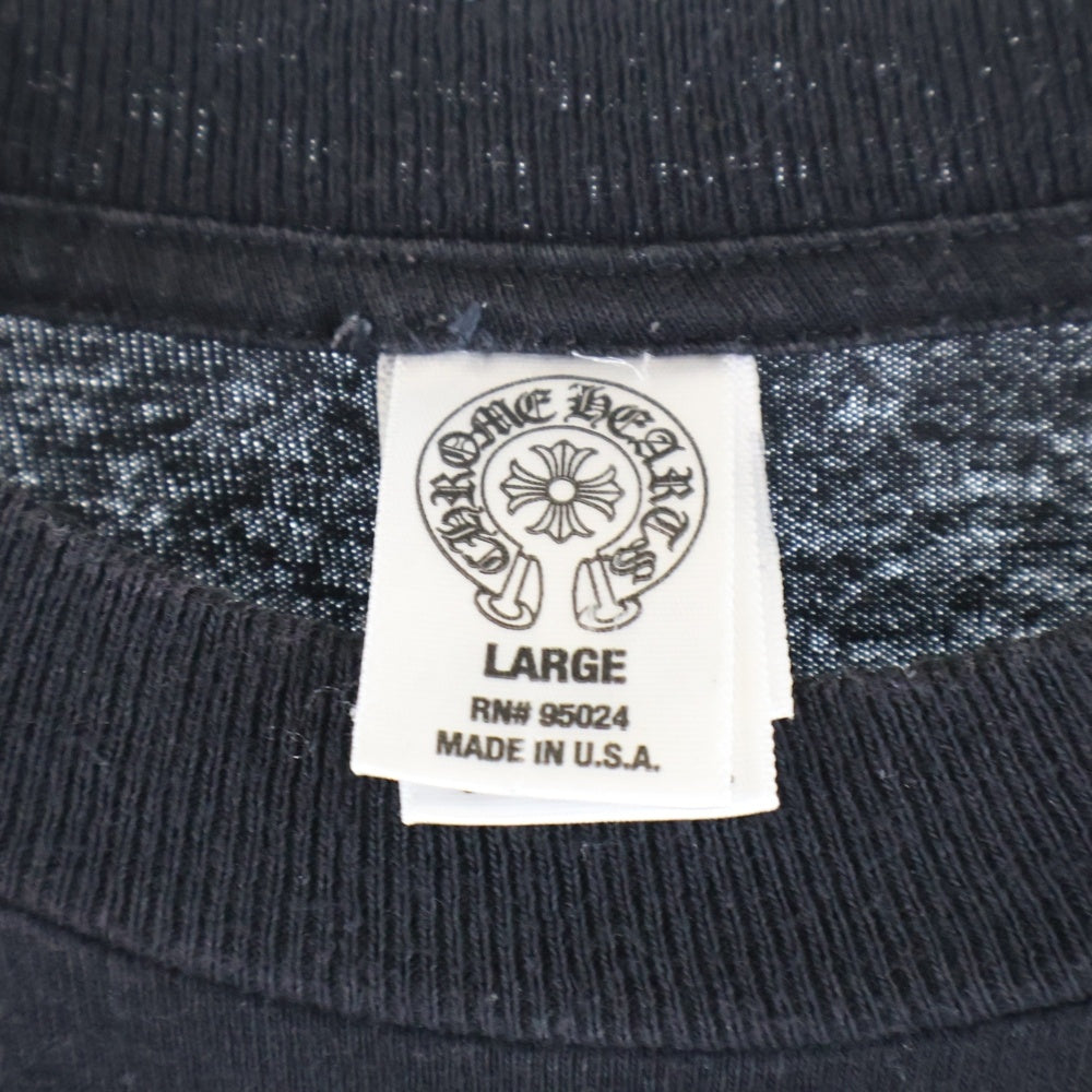 CHROME HEARTS(クロムハーツ) FLRL CRS L/S TEE バーティカルロゴ バックフローラルクロス フロントポケット クルーネック 長袖Tシャツ ロンT ブラック