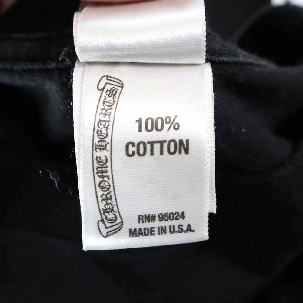 CHROME HEARTS(クロムハーツ) FLRL CRS L/S TEE バーティカルロゴ バックフローラルクロス フロントポケット クルーネック 長袖Tシャツ ロンT ブラック