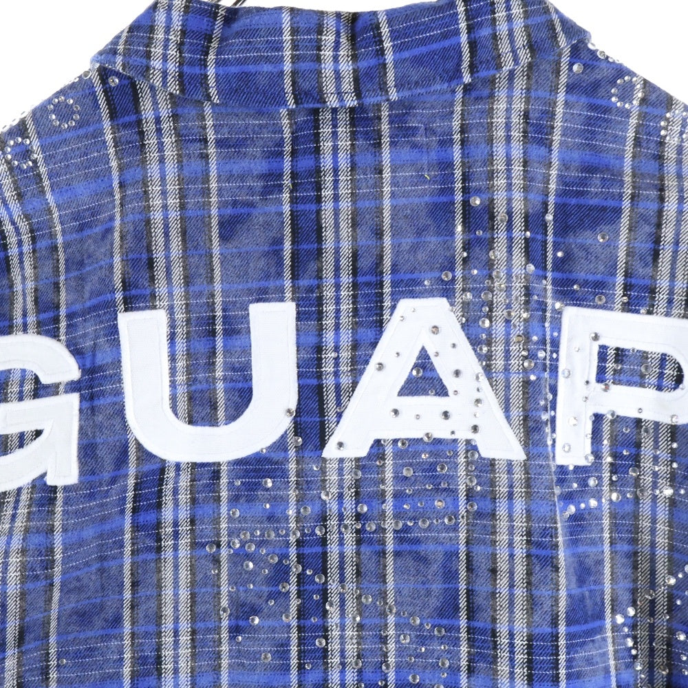 GUAPI(グアピ) Royal Blue Star Flannel ロイアルブルースターフランネル ジップアップラインストーン長袖シャツ ブルー