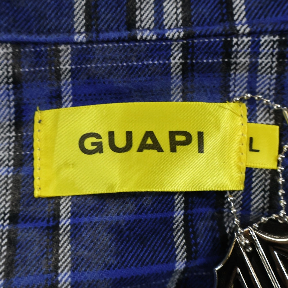 GUAPI(グアピ) Royal Blue Star Flannel ロイアルブルースターフランネル ジップアップラインストーン長袖シャツ ブルー