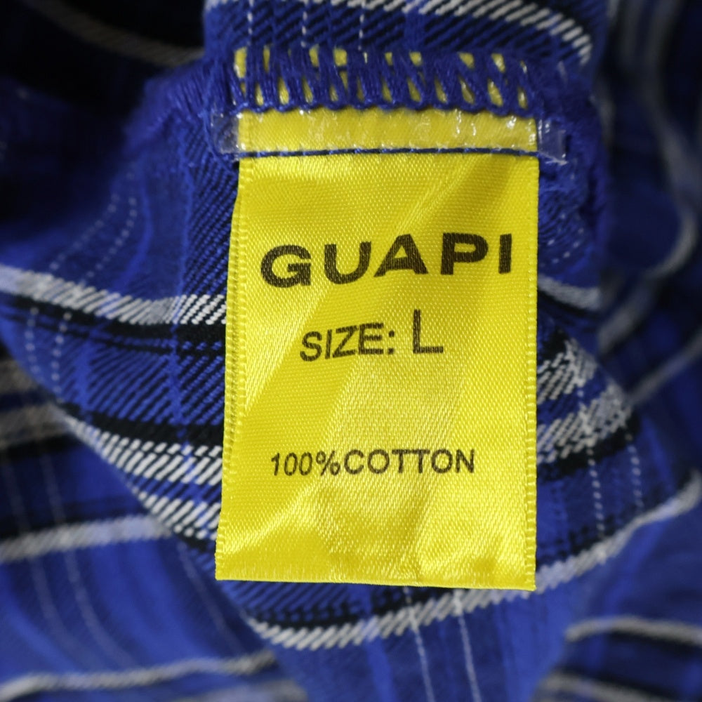 GUAPI(グアピ) Royal Blue Star Flannel ロイアルブルースターフランネル ジップアップラインストーン長袖シャツ ブルー