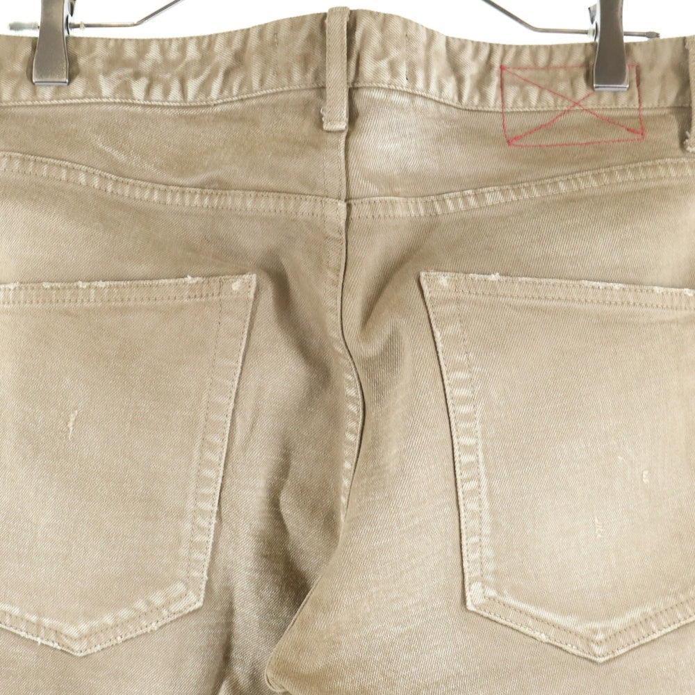 MLVINCE(メルヴィンス) Type-1 Slim Damage Jeans タイプ1スリムダメージジーンズ スナップボタンスキニーデニム ブラウン