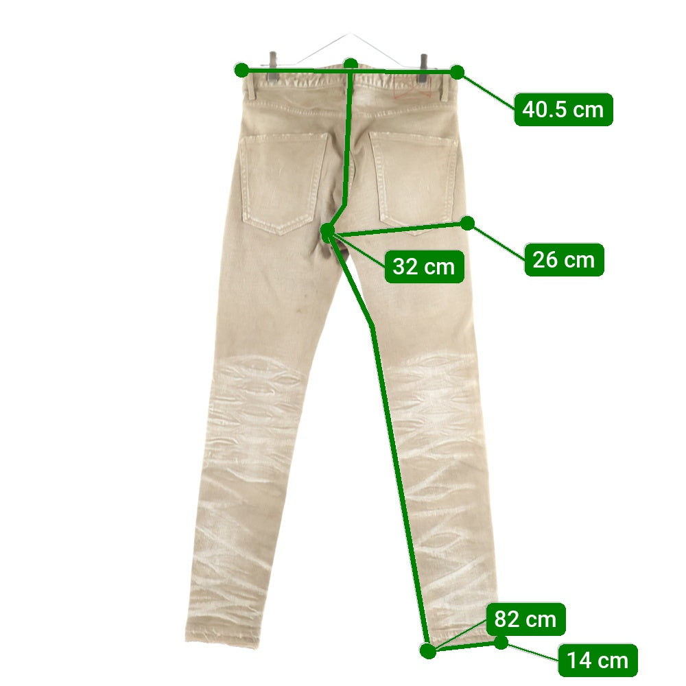 MLVINCE(メルヴィンス) Type-1 Slim Damage Jeans タイプ1スリムダメージジーンズ スナップボタンスキニーデニム ブラウン