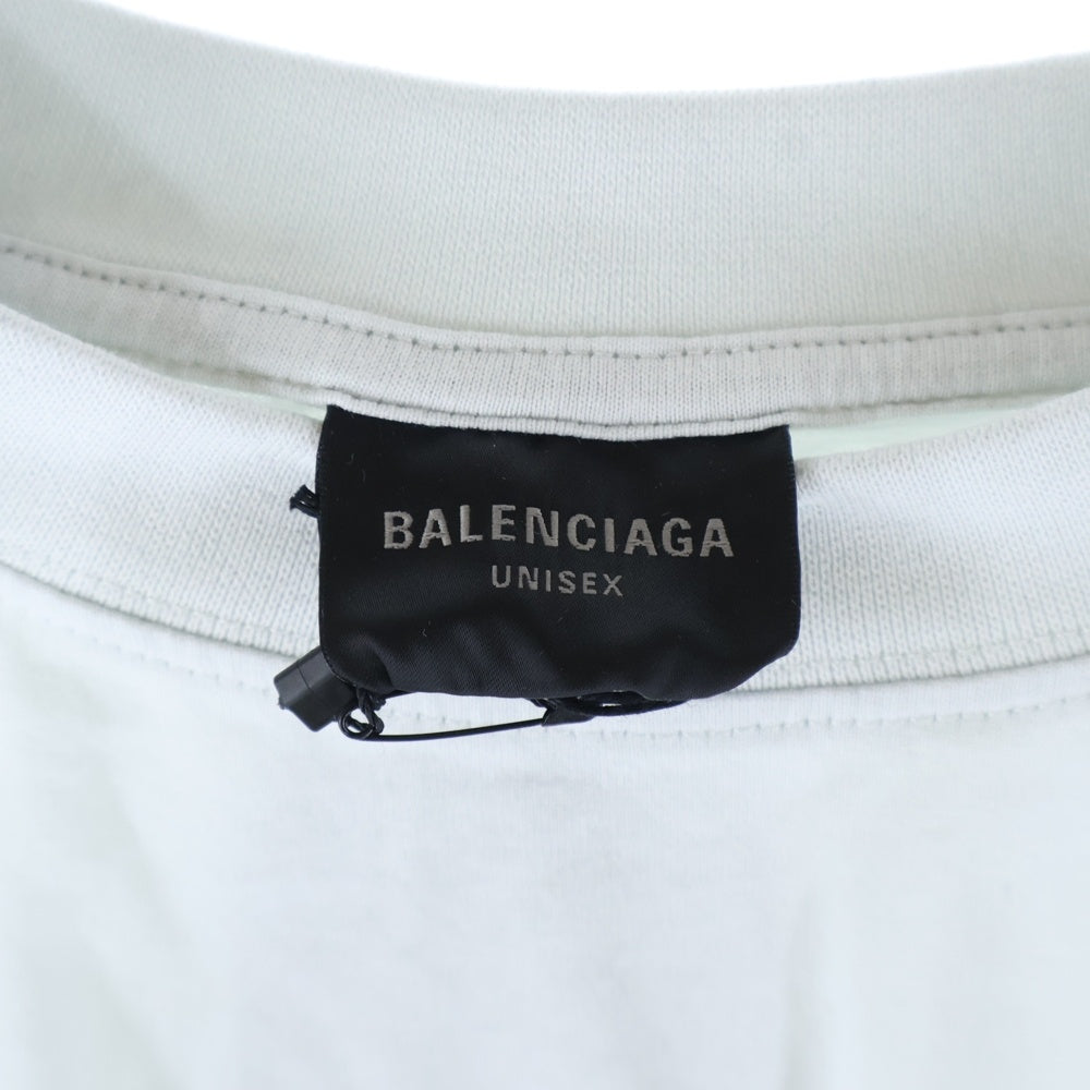 BALENCIAGA(バレンシアガ) ロゴ刺繍サイドラインオーバーサイズ 半袖Tシャツ カットソー 829686 TSVH2 ホワイト