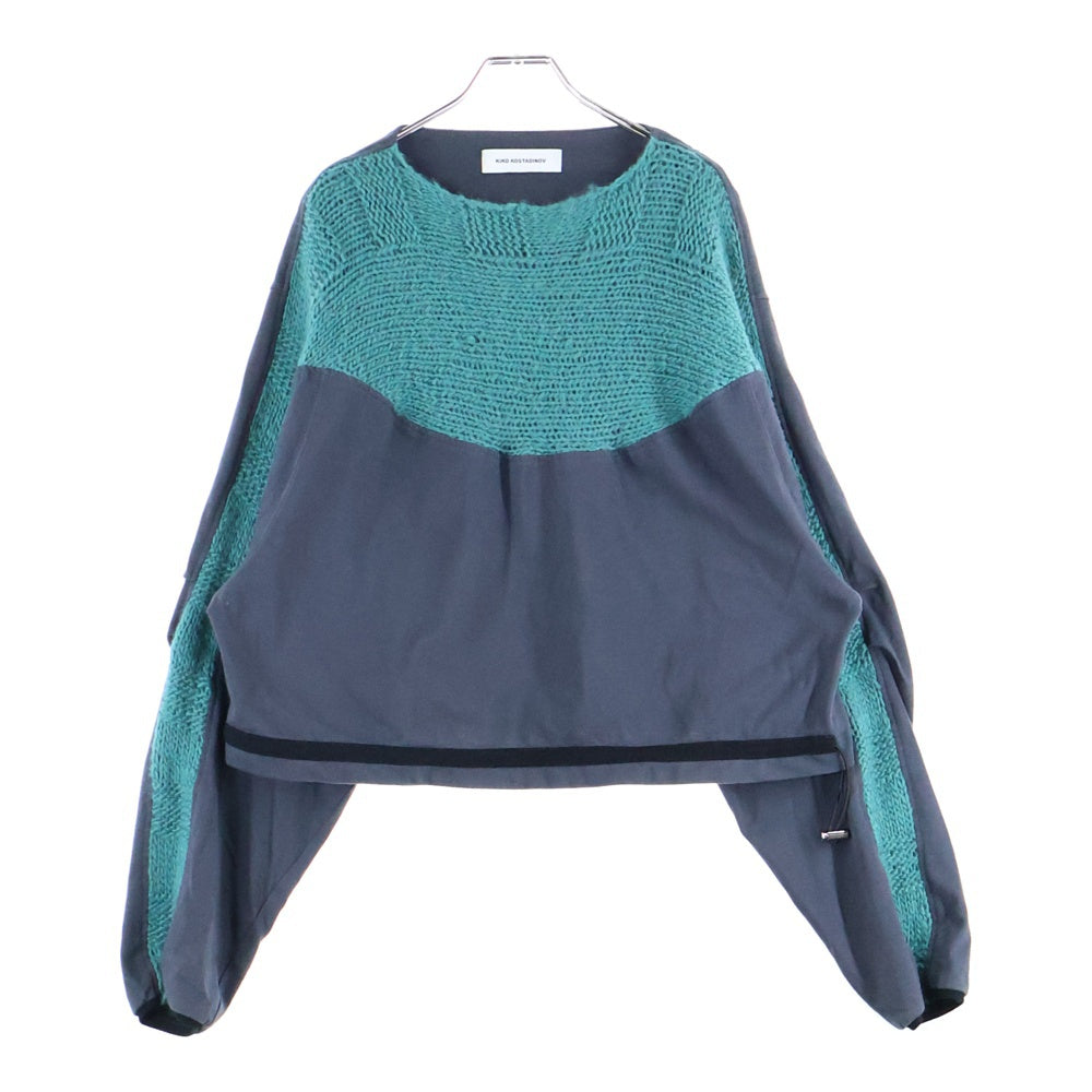 KIKO KOSTADINOV(キココスタディノフ) 23AW ORBIT OF FORGOTTEN DESIRES Cropped Knit Sweat Shirts クロップドニットスウェットシャツ ニット切替クルーネックスウェットシャツ 00152023