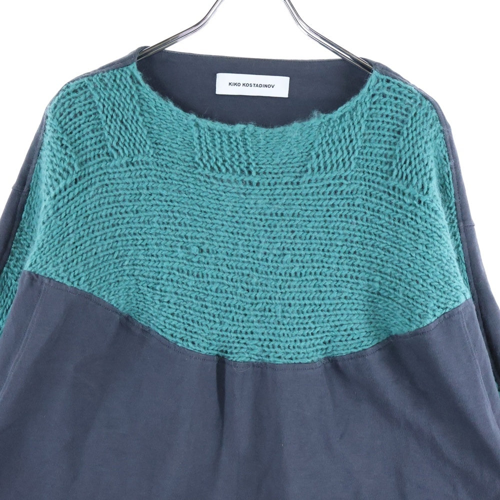 KIKO KOSTADINOV(キココスタディノフ) 23AW ORBIT OF FORGOTTEN DESIRES Cropped Knit Sweat Shirts クロップドニットスウェットシャツ ニット切替クルーネックスウェットシャツ 00152023