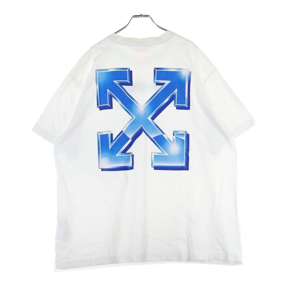 OFF-WHITE(オフホワイト) Blue Metal Arrow Over S/S T-shirt ブルーメタルアローオーバーサイズドショートスリーブTシャツ ロゴプリント半袖Tシャツカットソー OMAA038S22JER004