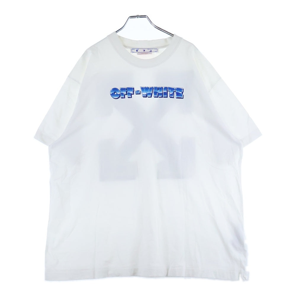OFF-WHITE(オフホワイト) Blue Metal Arrow Over S/S T-shirt ブルーメタルアローオーバーサイズドショートスリーブTシャツ ロゴプリント半袖Tシャツカットソー OMAA038S22JER004
