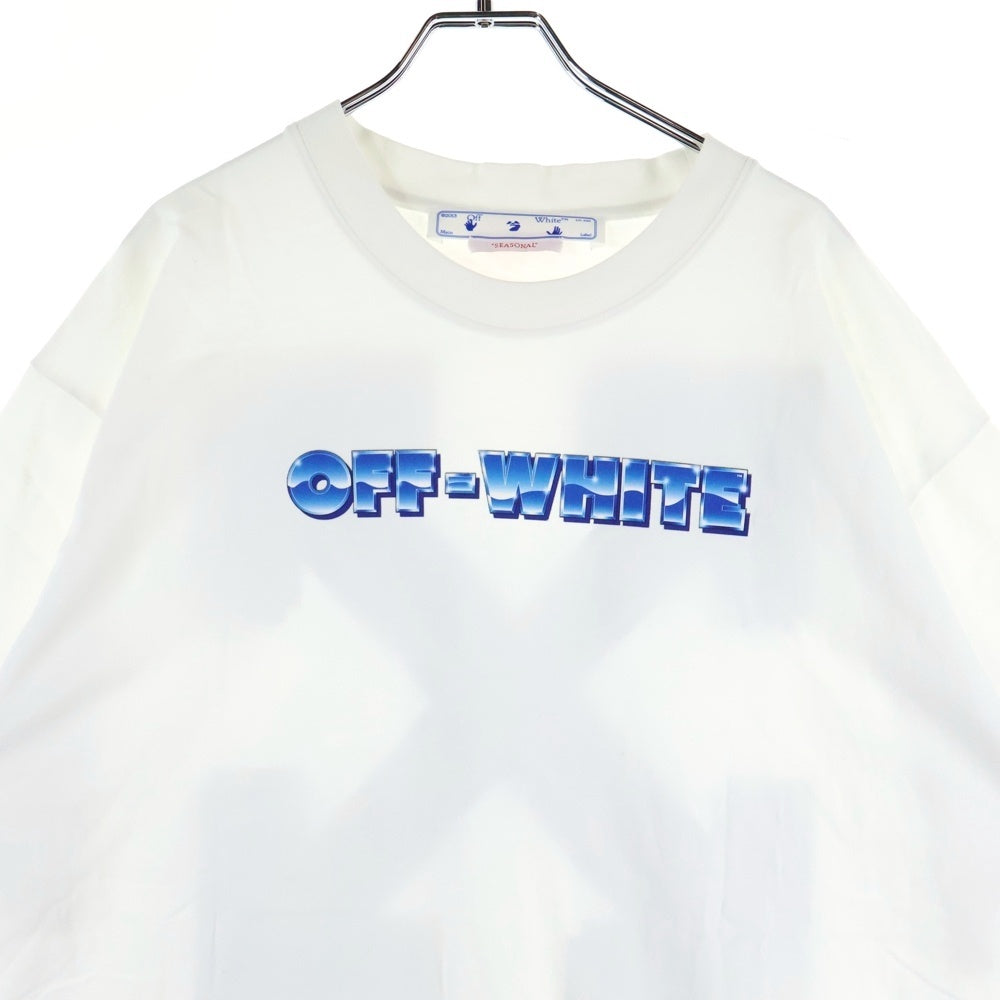 OFF-WHITE(オフホワイト) Blue Metal Arrow Over S/S T-shirt ブルーメタルアローオーバーサイズドショートスリーブTシャツ ロゴプリント半袖Tシャツカットソー OMAA038S22JER004
