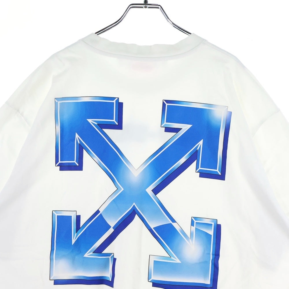 OFF-WHITE(オフホワイト) Blue Metal Arrow Over S/S T-shirt ブルーメタルアローオーバーサイズドショートスリーブTシャツ ロゴプリント半袖Tシャツカットソー OMAA038S22JER004