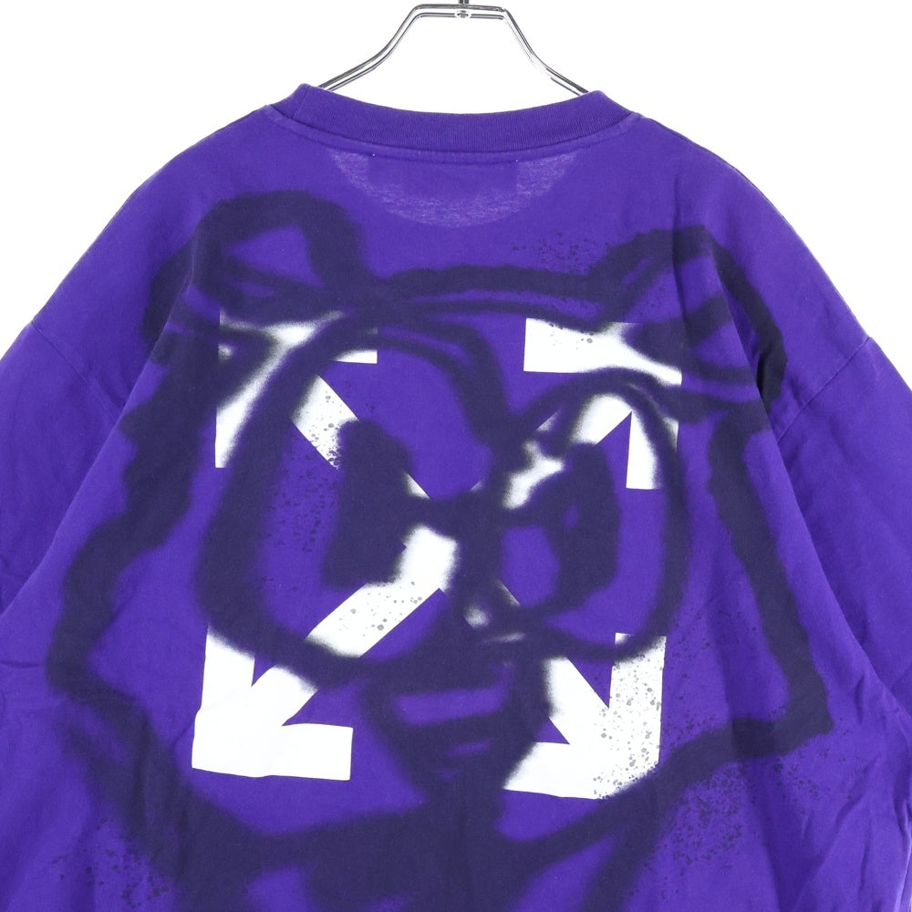 OFF-WHITE(オフホワイト) Back Spray Graffiti Allow T-Shirt バックスプレーグラフィティアローTシャツ ロゴプリントクルーネック半袖Tシャツ OMAA120S23JER003 パープル