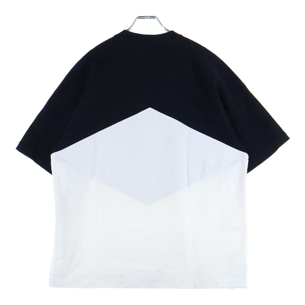 JIL SANDER(ジルサンダー) Oversized Bi-Color T-Shirts オーバーサイズドバイカラーTシャツ ロゴパッチクルーネック半袖Tシャツ KK JM NM 0019 ブラック/ホワイト