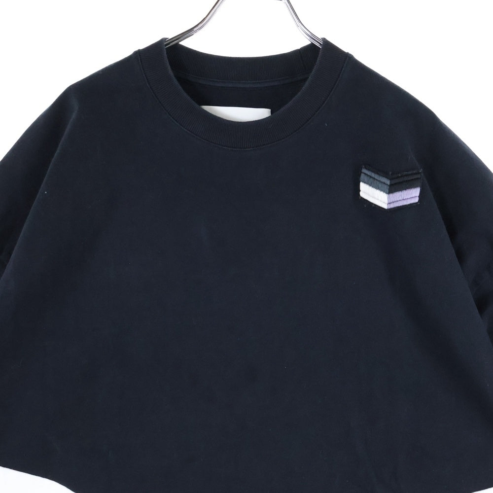 JIL SANDER(ジルサンダー) Oversized Bi-Color T-Shirts オーバーサイズドバイカラーTシャツ ロゴパッチクルーネック半袖Tシャツ KK JM NM 0019 ブラック/ホワイト