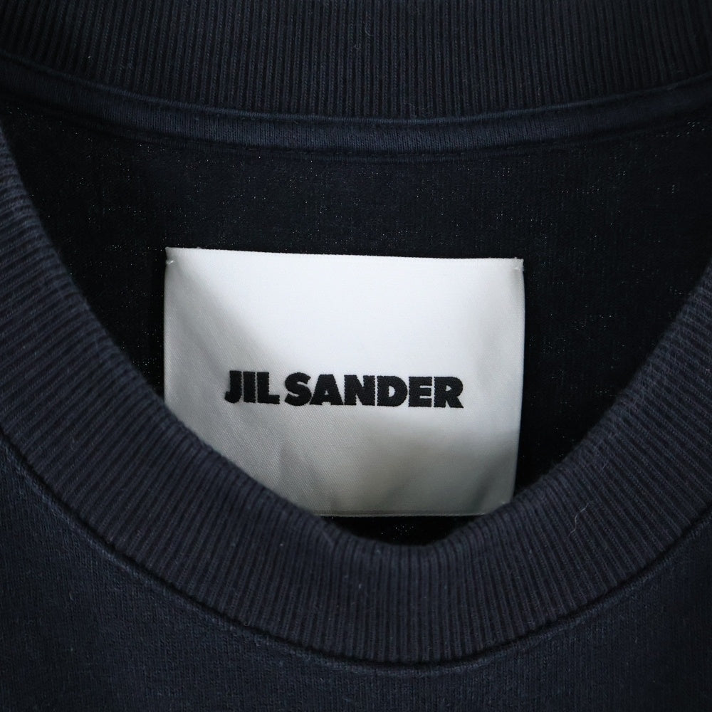 JIL SANDER(ジルサンダー) Oversized Bi-Color T-Shirts オーバーサイズドバイカラーTシャツ ロゴパッチクルーネック半袖Tシャツ KK JM NM 0019 ブラック/ホワイト