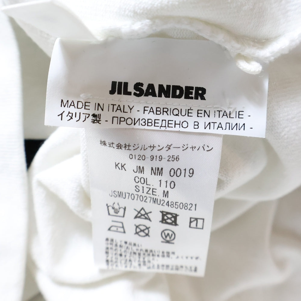 JIL SANDER(ジルサンダー) Oversized Bi-Color T-Shirts オーバーサイズドバイカラーTシャツ ロゴパッチクルーネック半袖Tシャツ KK JM NM 0019 ブラック/ホワイト