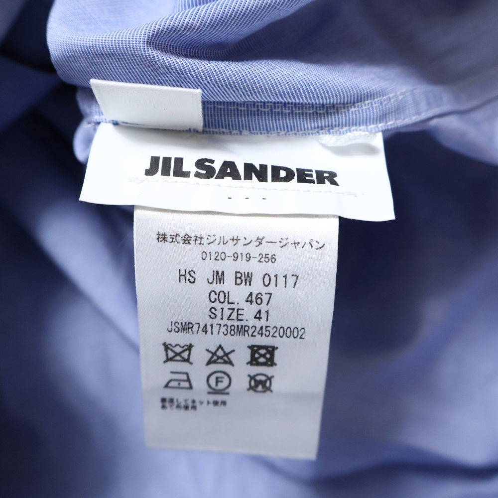 JIL SANDER(ジルサンダー) 20AW Embroidery Cotton Shirts エンブロイダリーコットンシャツ モチーフ刺?ボタンダウンコットン長袖シャツ JSMR741738 ブルー