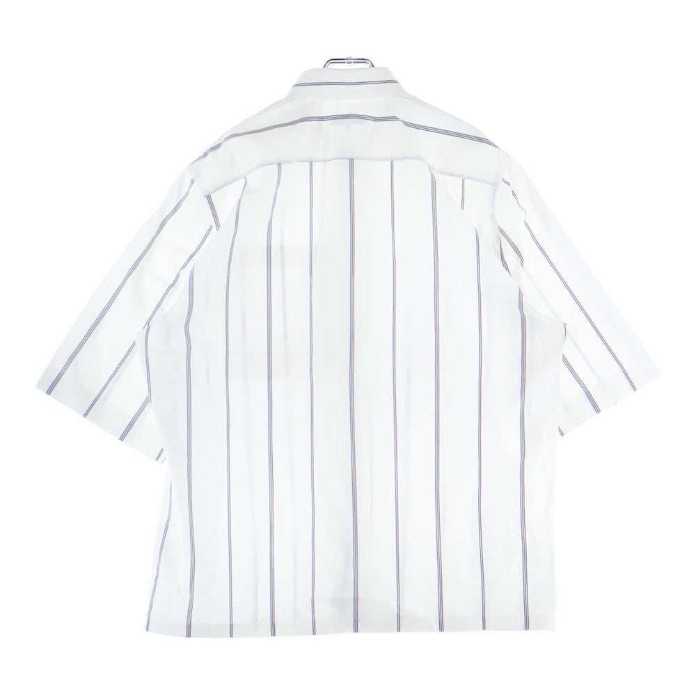 JIL SANDER(ジルサンダー) 19SS Stripe Cotton S/S Shirts ストライプコットンショートスリーブシャツ ボタンダウン半袖シャツ JSUO742228 ホワイト