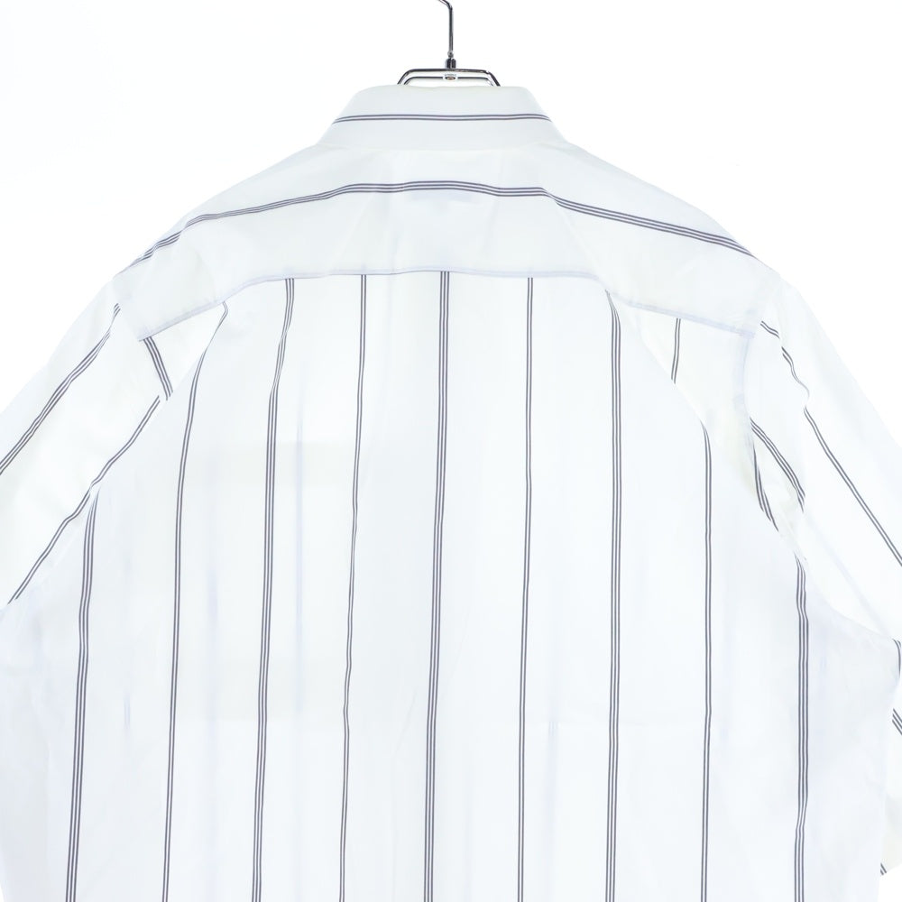 JIL SANDER(ジルサンダー) 19SS Stripe Cotton S/S Shirts ストライプコットンショートスリーブシャツ ボタンダウン半袖シャツ JSUO742228 ホワイト