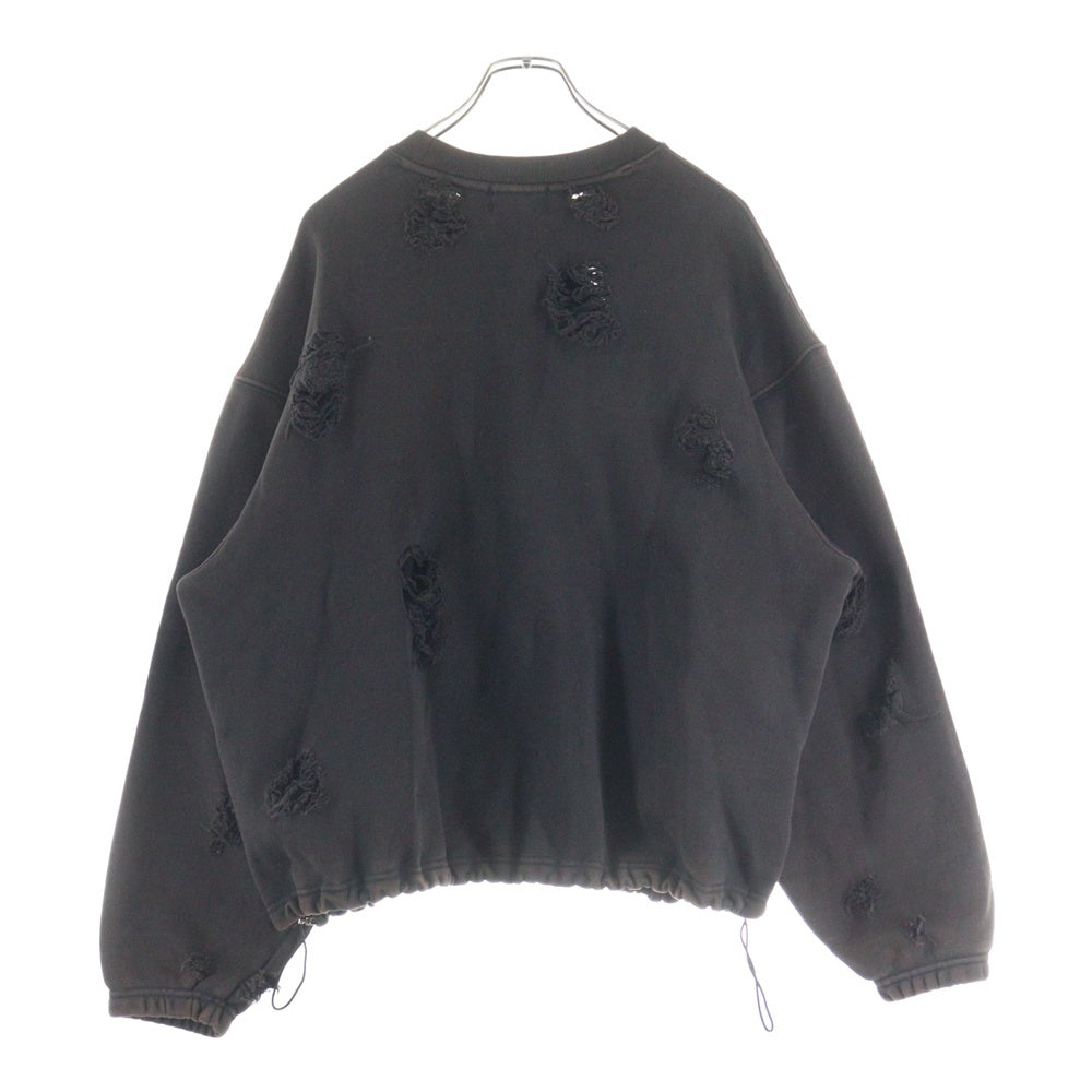 THUG CLUB(サグクラブ) 24SS War Victim Distressed Crewneck Sweat Shirts モチーフロゴダメージ加工スウェットトレーナー TC24SS2001
