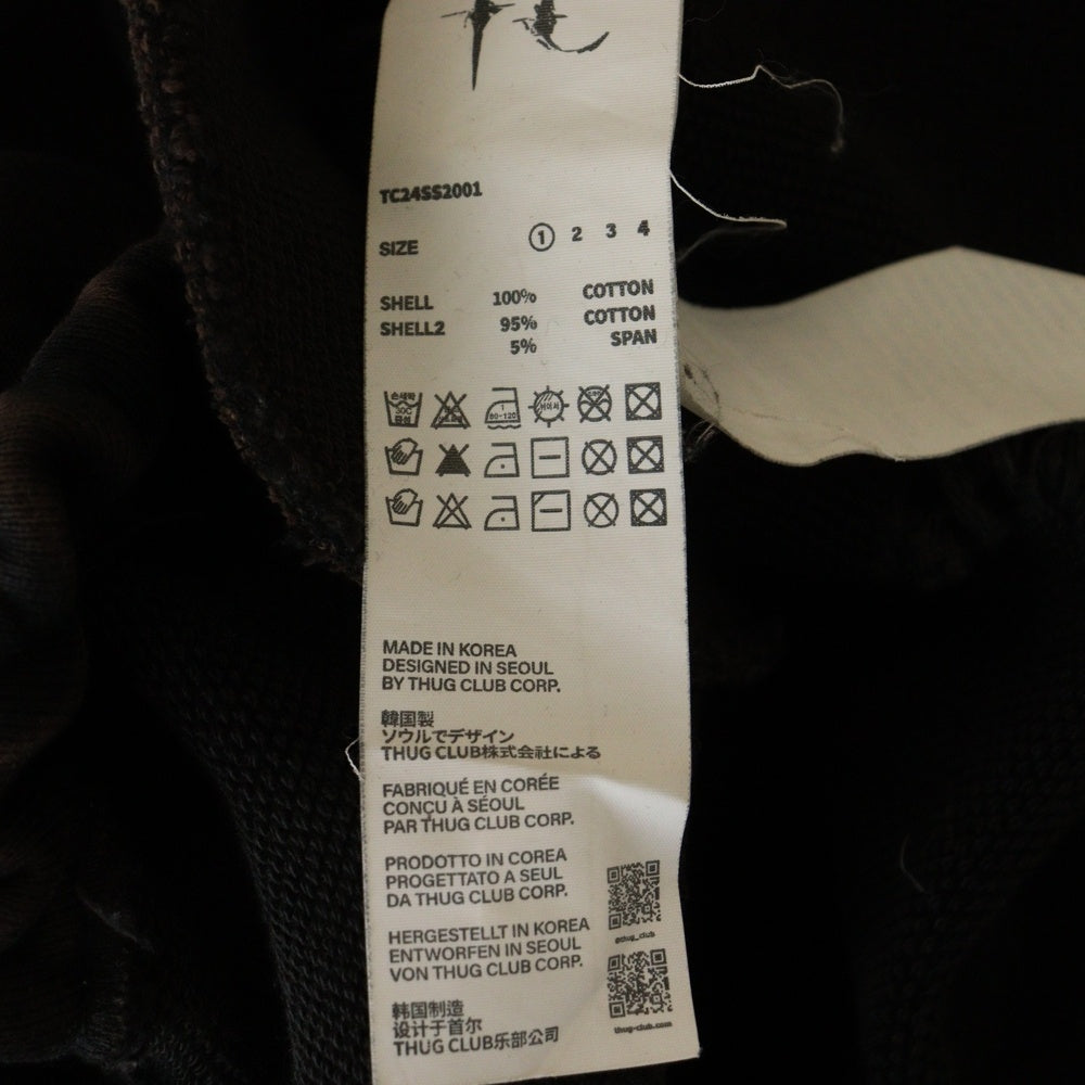 THUG CLUB(サグクラブ) 24SS War Victim Distressed Crewneck Sweat Shirts モチーフロゴダメージ加工スウェットトレーナー TC24SS2001