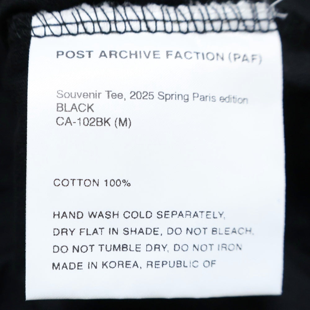 POST ARCHIVE FACTION(ポストアーカイブファクション) 25SS SOUVENIR TEE スーベニア バックバタフライデザイン 半袖Tシャツ カットソー ブラック CA-102BK