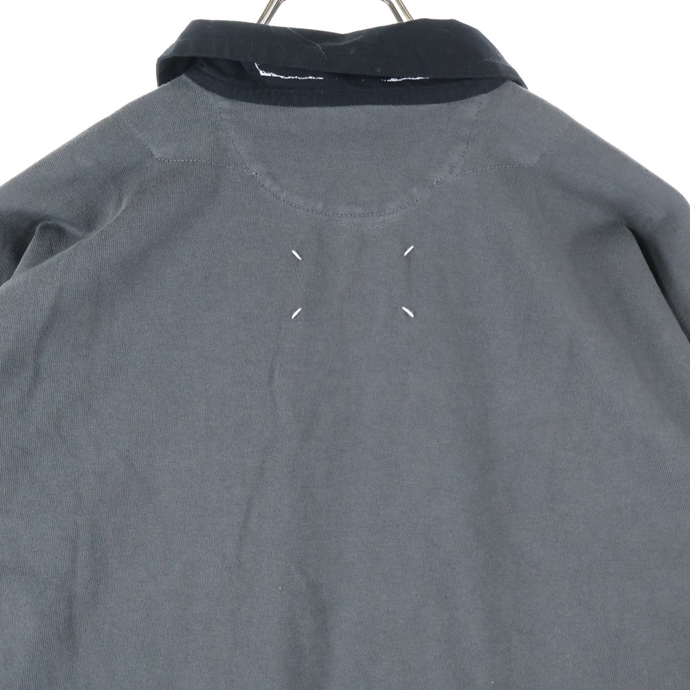 Maison Margiela 10(メゾン マルジェラ) 25SS ANTHRACITE POLO SHIRT MMサイドロゴプリント 長袖ポロシャツ グレー S51GL0056 M20096