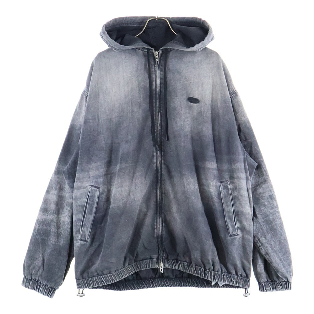 DIESEL(ディーゼル) D-OFFY-S フロントロゴ ジップアップ デニムブルゾン フーデッド ジャケット グレー A18343