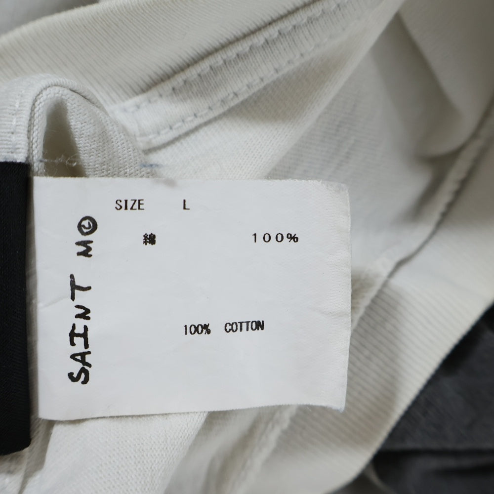 SAINT MICHAEL(セントマイケル) 21AW SIN L/S T-SHIRT フロントプリント ヴィンテージ加工 長袖Tシャツ クルーネック カットソー ホワイト SM-A21-0000-015