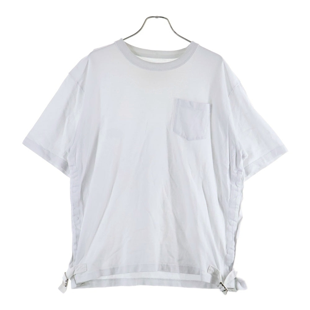 sacaiホワイト 半袖 クロップド丈 トップス Sacai(サカイ) Cotton Jersey T-shirt フロントポケット ベルト