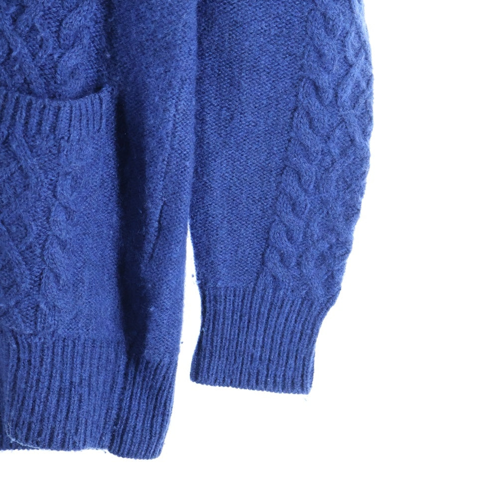 SOPHNET.(ソフネット) Shawl Collar Cable Knit Cardigan ショールカラーケーブルニットカーディガン ケーブル編みニットカーディガン ニットセーター SOPH-145137 ブルー