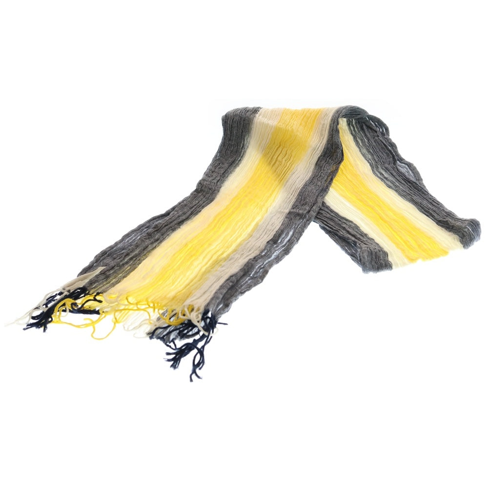 UNIFORM EXPERIMENT(ユニフォームエクスペリメント) Shrink Stripe Long Stole シュリンクストライプロングストール コットンマフラー イエロー/グレー/ホワイト