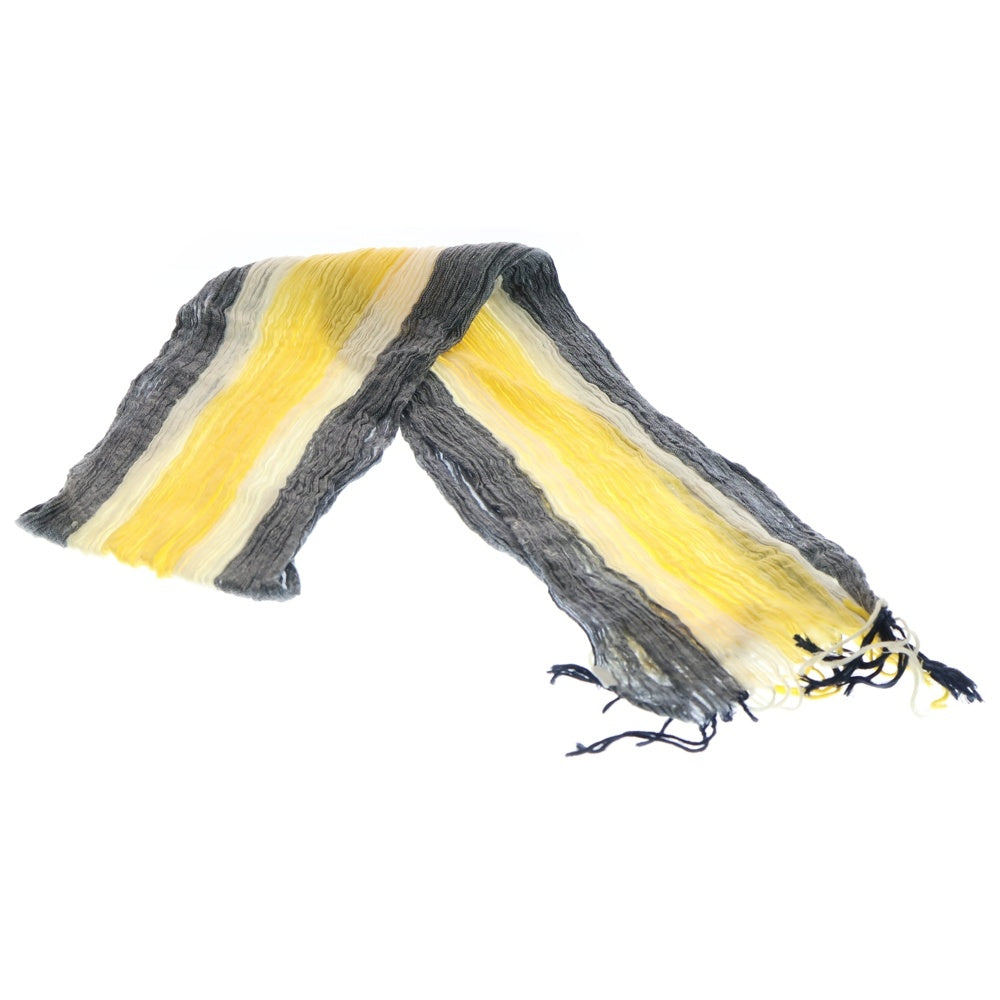 UNIFORM EXPERIMENT(ユニフォームエクスペリメント) Shrink Stripe Long Stole シュリンクストライプロングストール コットンマフラー イエロー/グレー/ホワイト