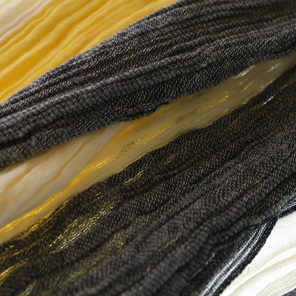 UNIFORM EXPERIMENT(ユニフォームエクスペリメント) Shrink Stripe Long Stole シュリンクストライプロングストール コットンマフラー イエロー/グレー/ホワイト