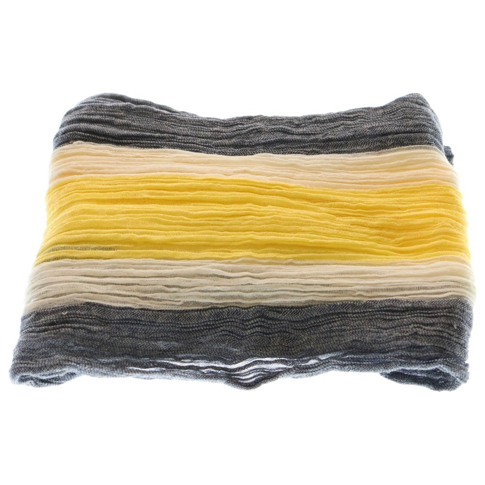 UNIFORM EXPERIMENT(ユニフォームエクスペリメント) Shrink Stripe Long Stole シュリンクストライプロングストール コットンマフラー イエロー/グレー/ホワイト