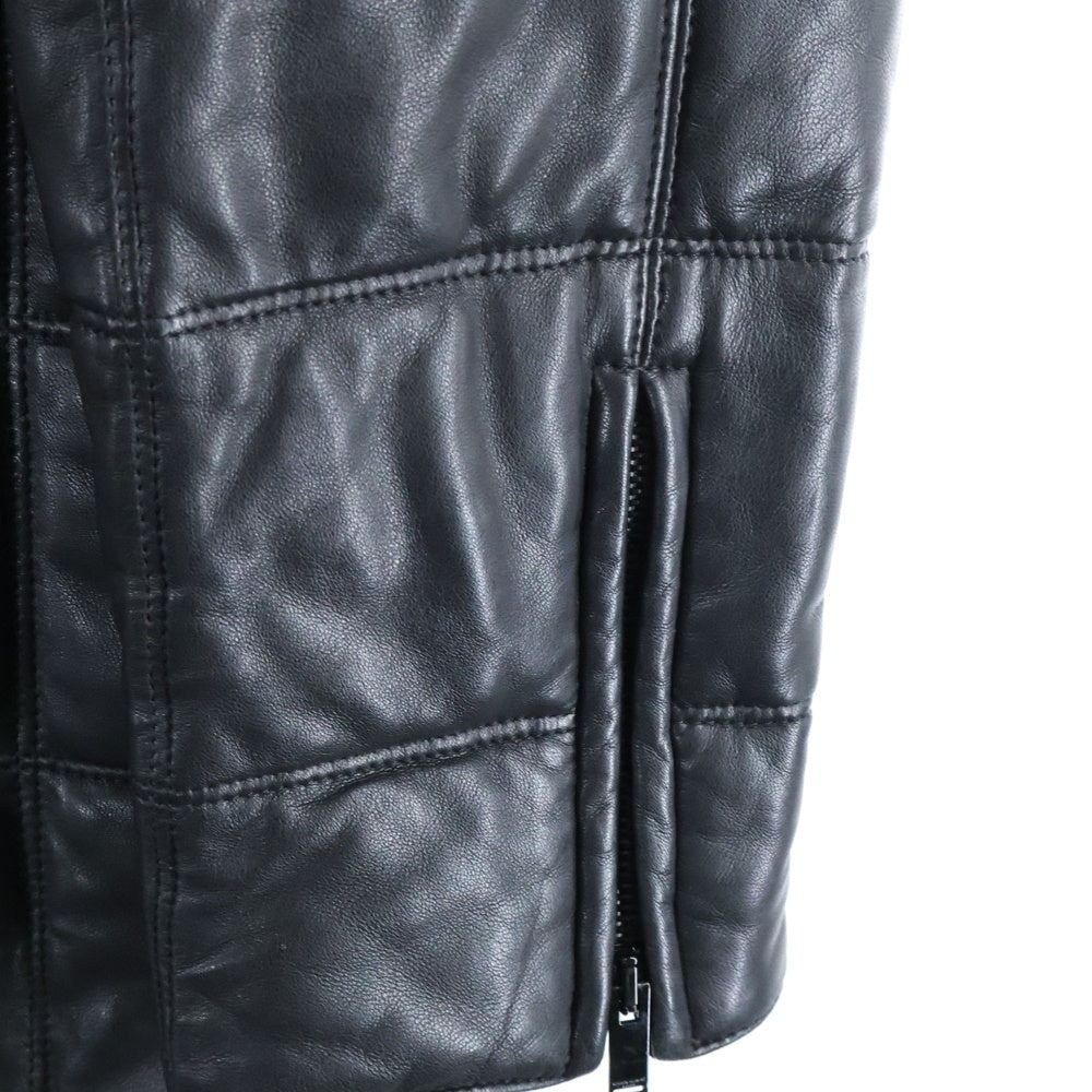 SAINT LAURENT PARIS(サンローランパリ) 19AW Lamb Leather Hooded Quilting Coat ラムレザーフーデットキルティングコート レザーロングコート 584772 YC2MS ブラック