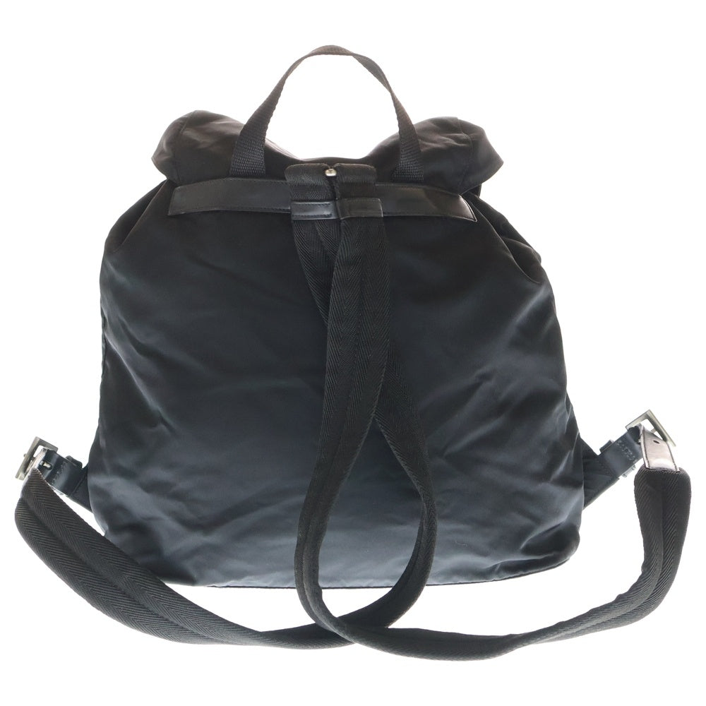 PRADA(プラダ) テスートナイロン レザー トライアングルロゴプレート リュックサック バックパック シルバー金具 ブラック