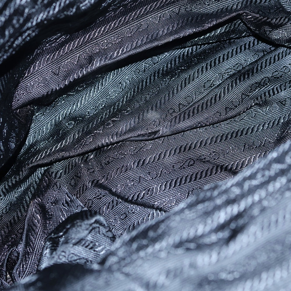 PRADA(プラダ) テスートナイロン レザー トライアングルロゴプレート リュックサック バックパック シルバー金具 ブラック