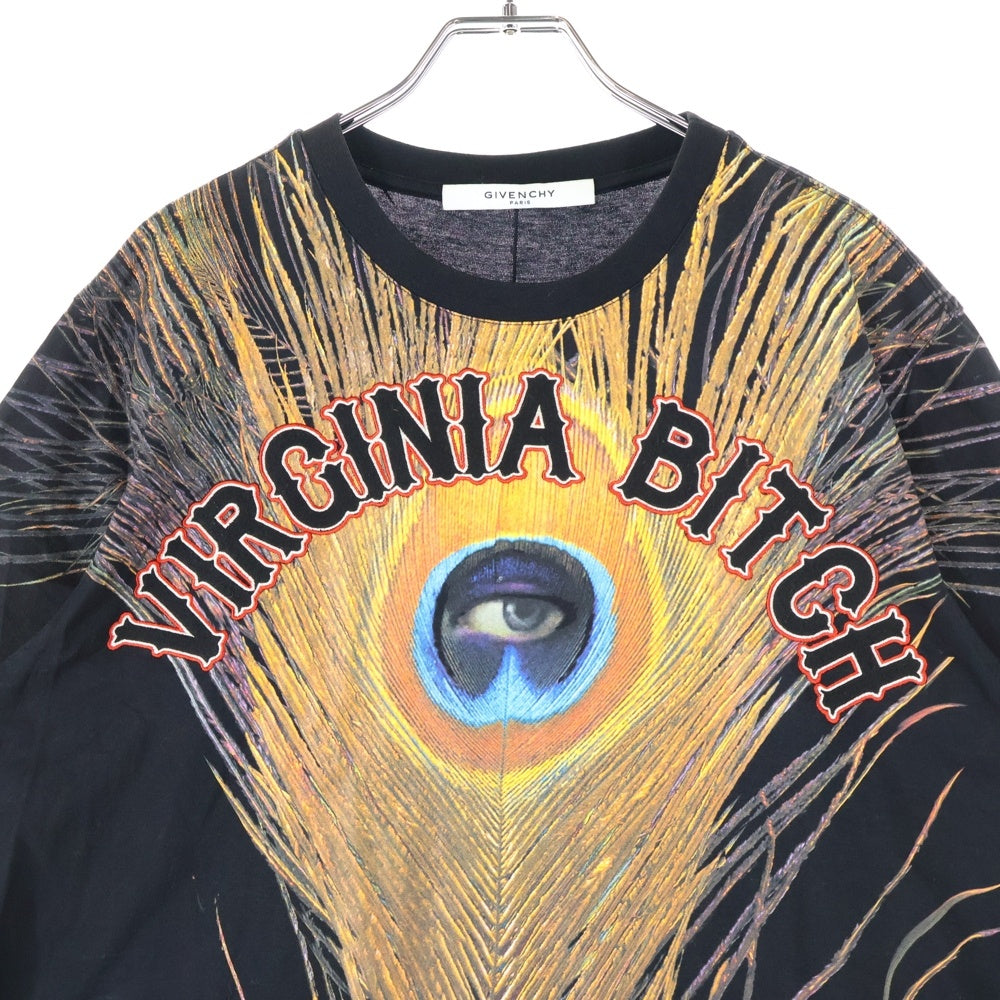 GIVENCHY(ジバンシィ) VIRGINIA BITCH フェザー柄 半袖Tシャツ カットソー ブラック