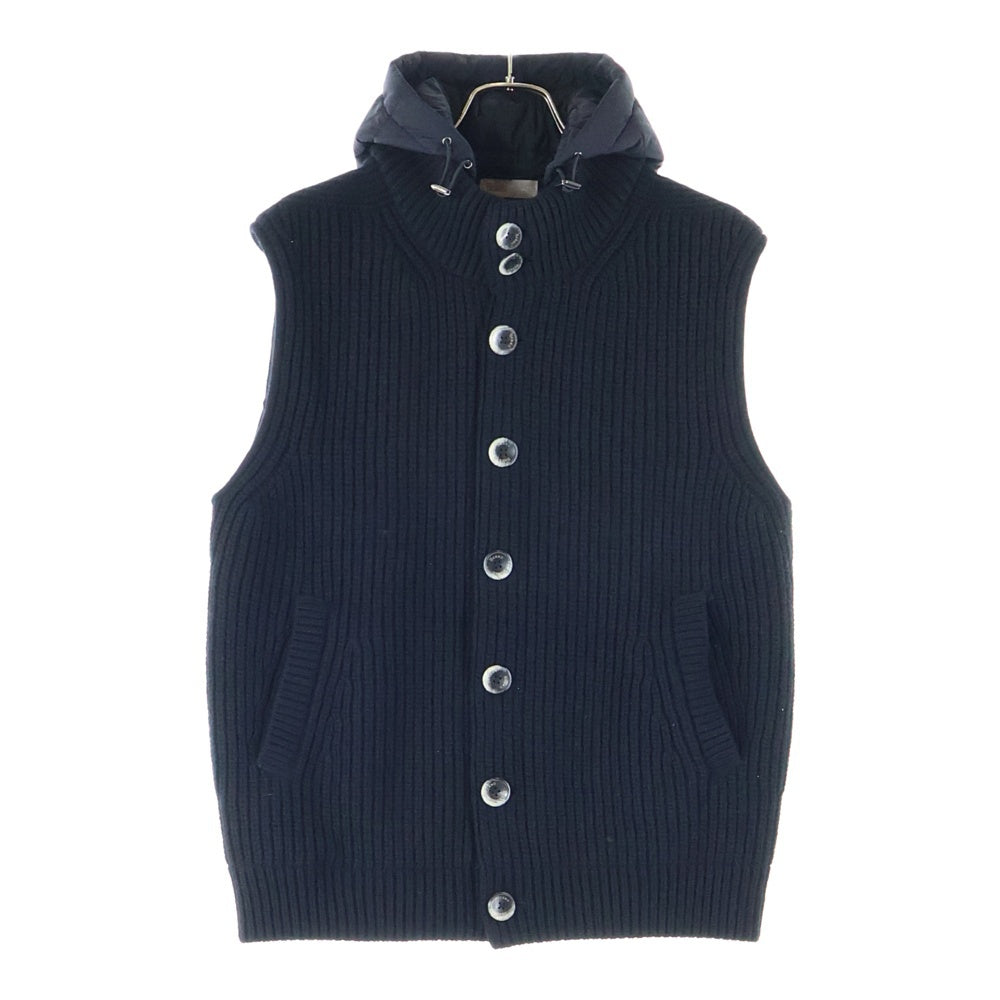 HERNO(ヘルノ) RESORT リゾート ミドルゲージウールフィッシャーマンズリブフーディーニットベスト ブラック MC009UR