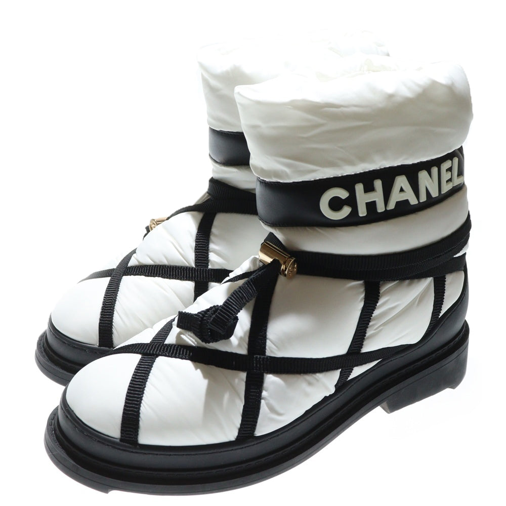 CHANEL(シャネル) Shearling Nylon COCO Mark Boa Snow G35342 シアリング ナイロン ココマーク スノー ハイカットブーツ シューズ ホワイト
